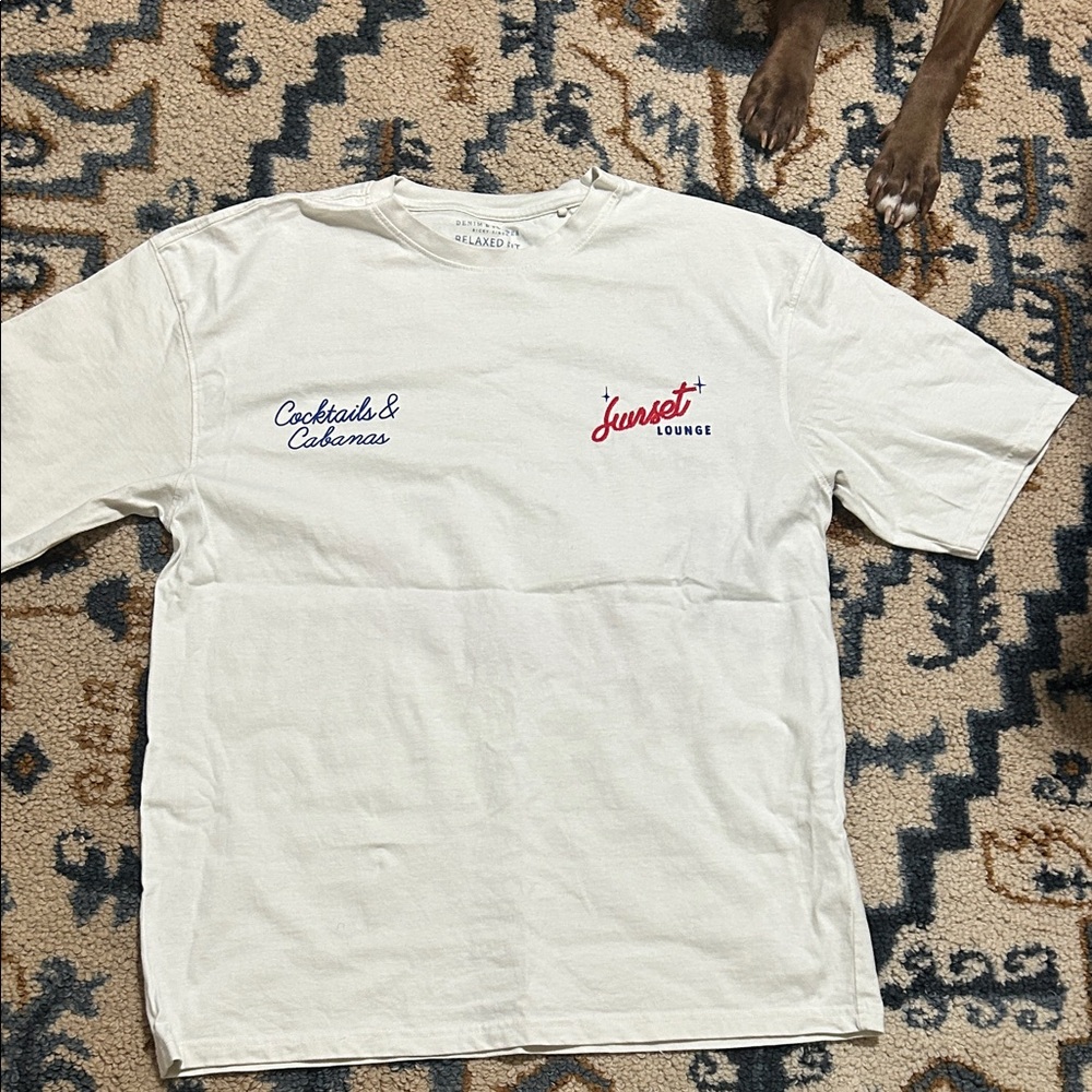 Glaze Cream Tee with Red and Black Embroidery